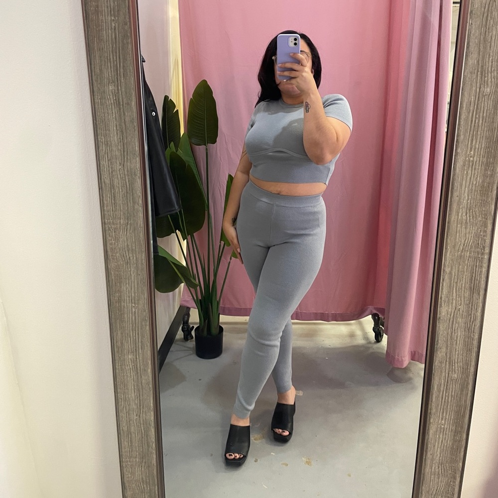 Two Piece Rib Knit Set / Grey / NEW - Picture 2 of 5